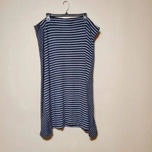 J.Jill Women's Plus Size 4XL Women's Skirt Jersey Knit Striped Navy Blue Long